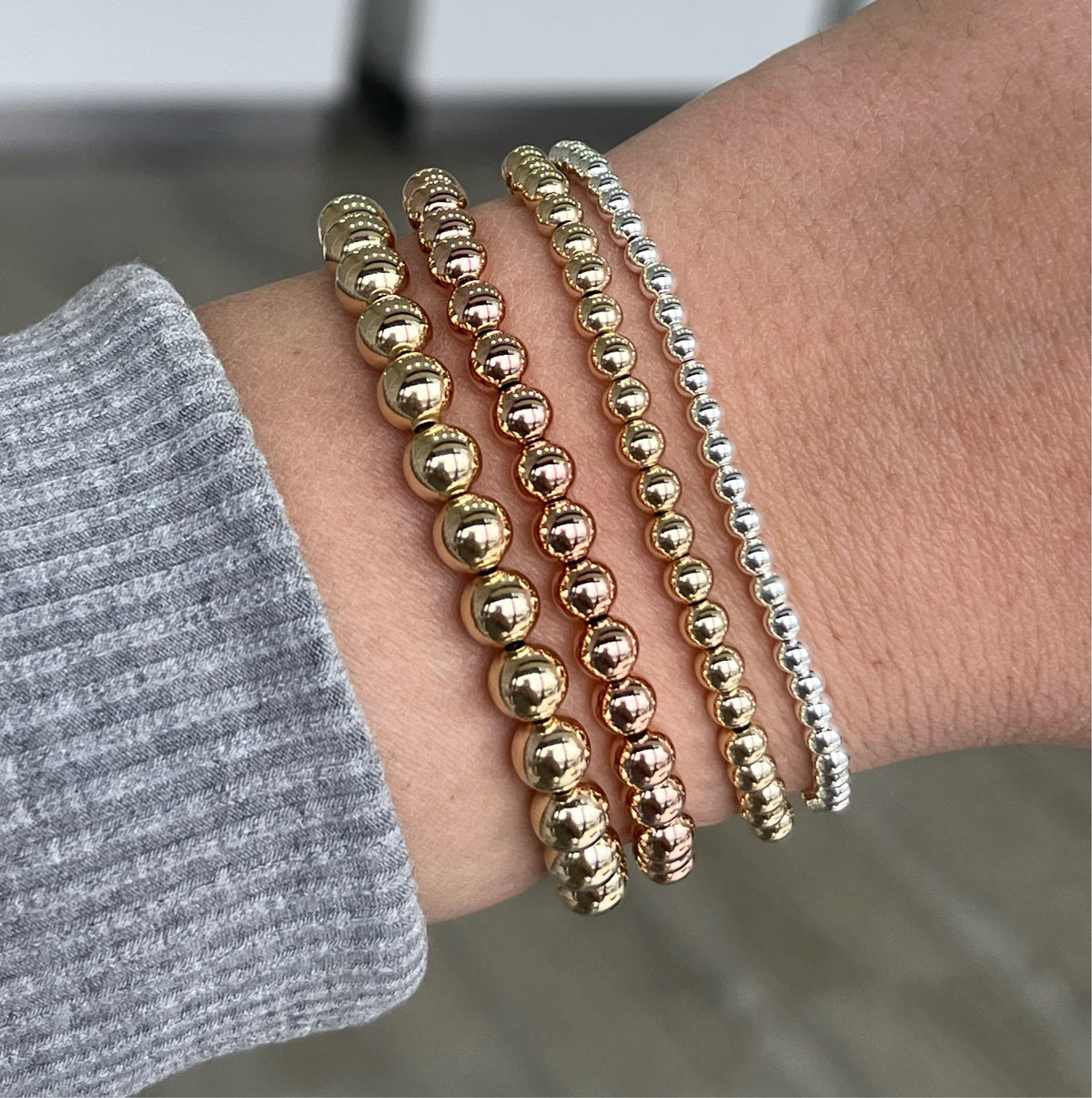 3 Piece Gold Filled Ball Bracelet Set | Restivo Jewelers