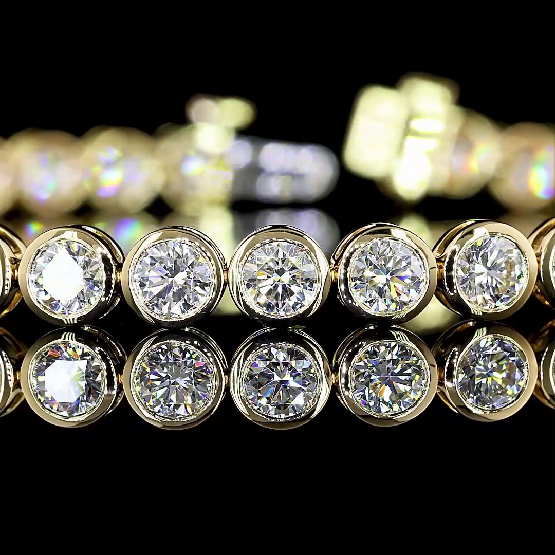 14K Bezel Set Round Tennis Bracelet