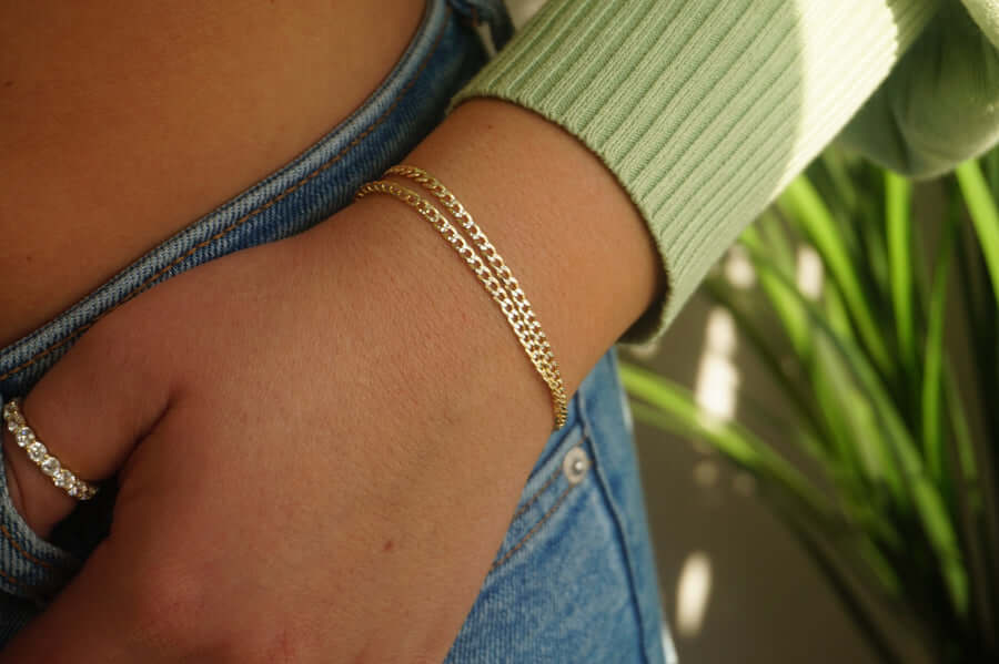 Mini Two Tone Curb Link Bracelet