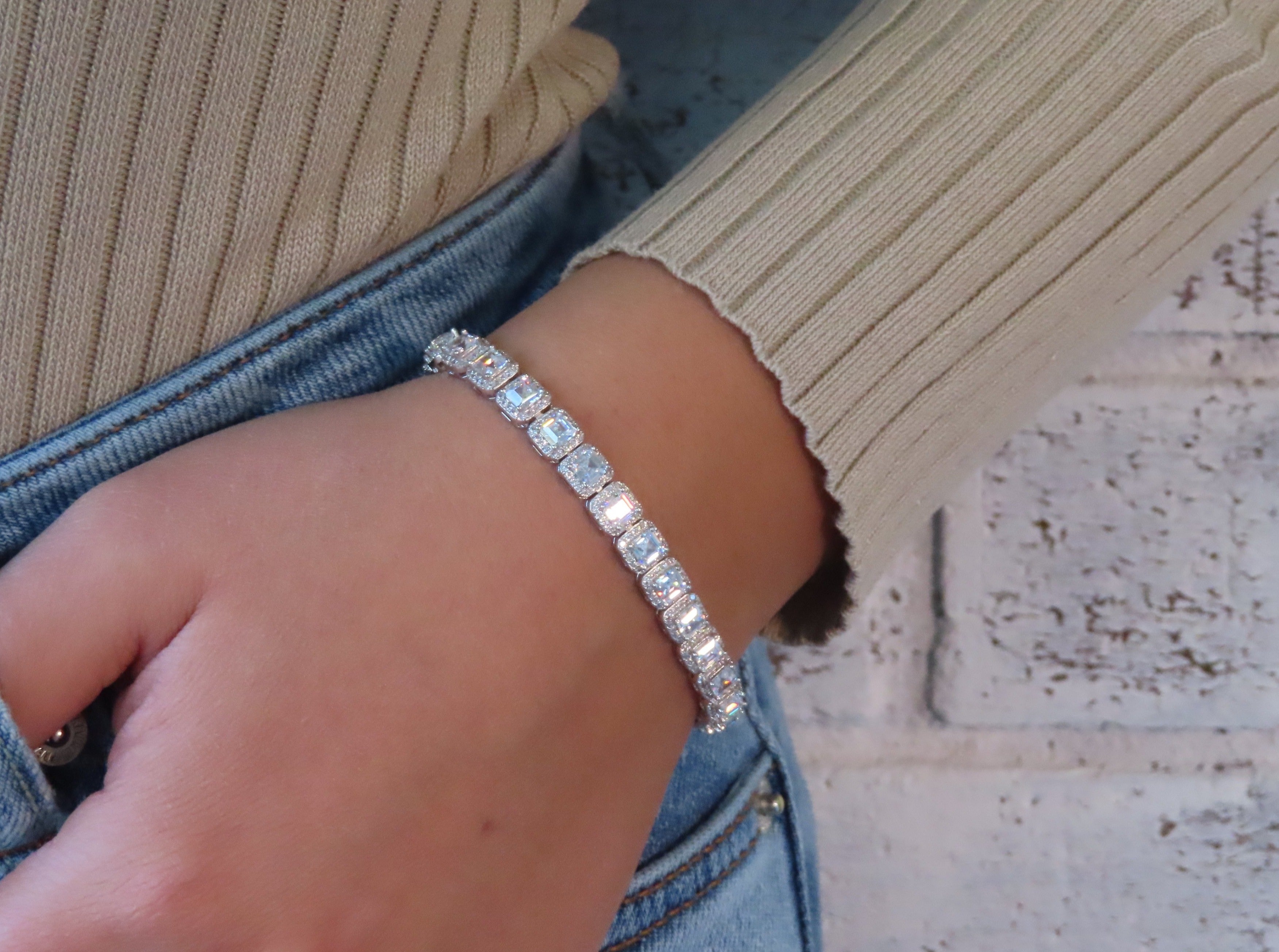 Milan CZ Halo Tennis Bracelet