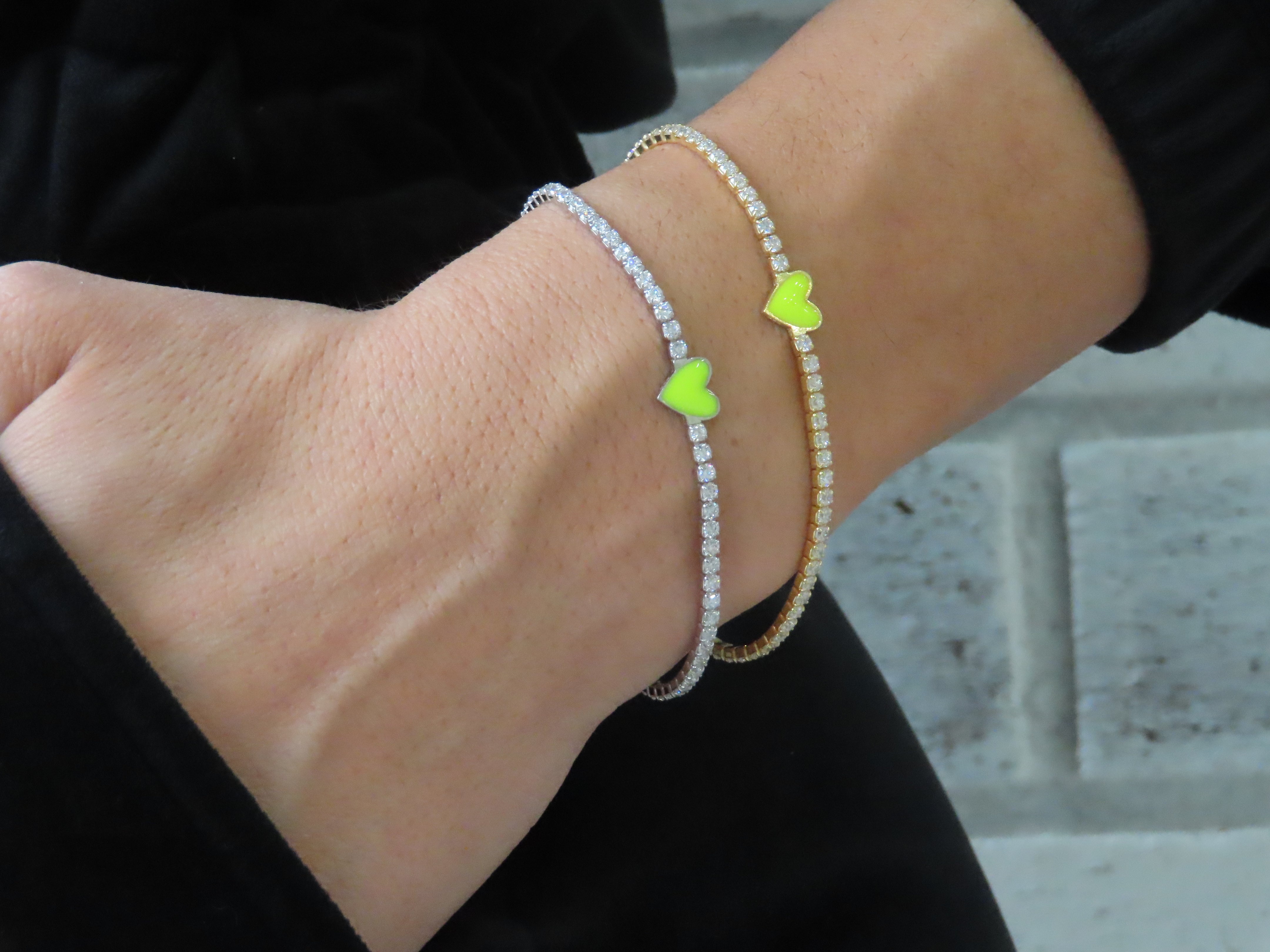 Neon Heart Tennis Bracelet