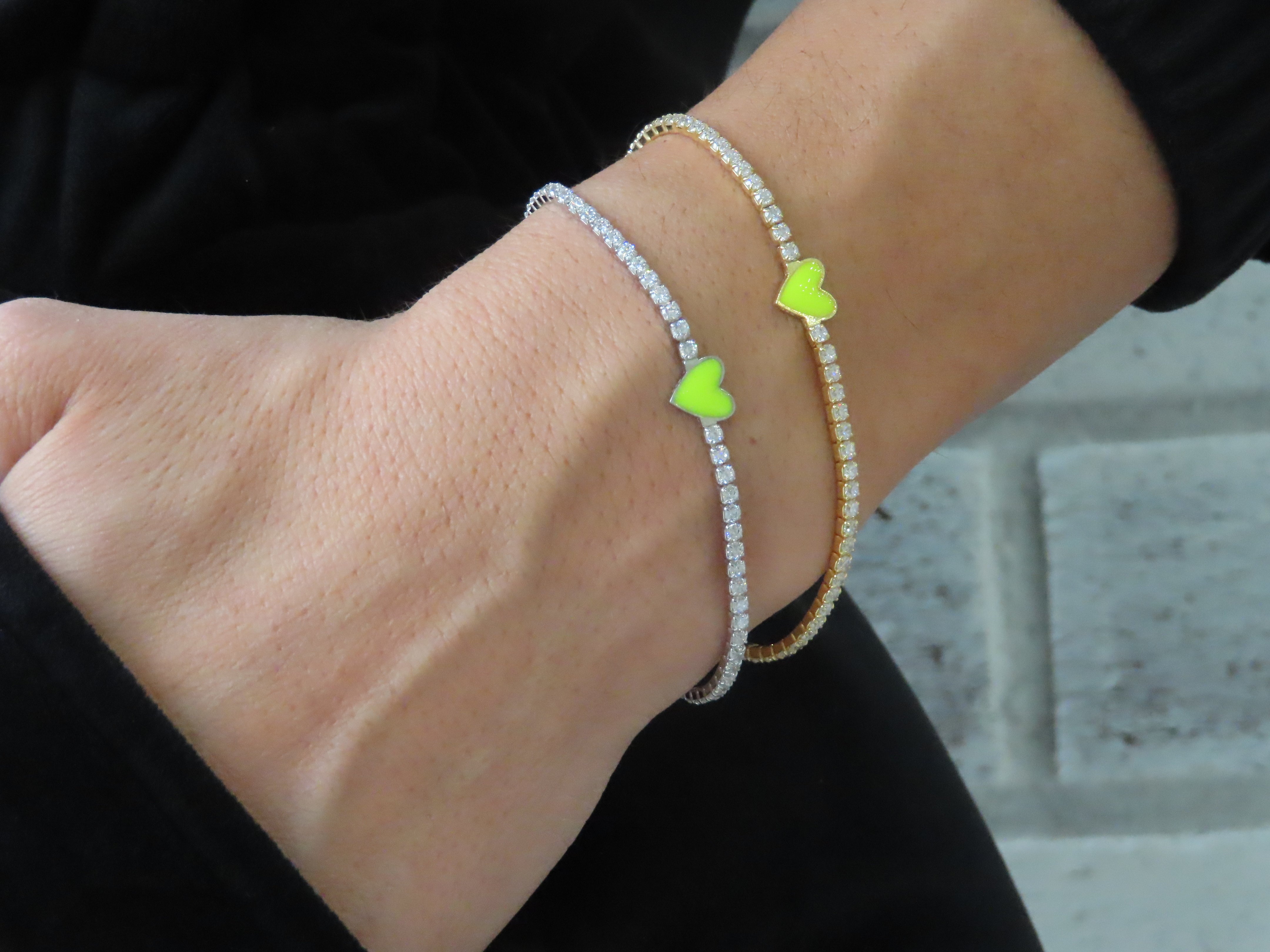 Neon Heart Tennis Bracelet