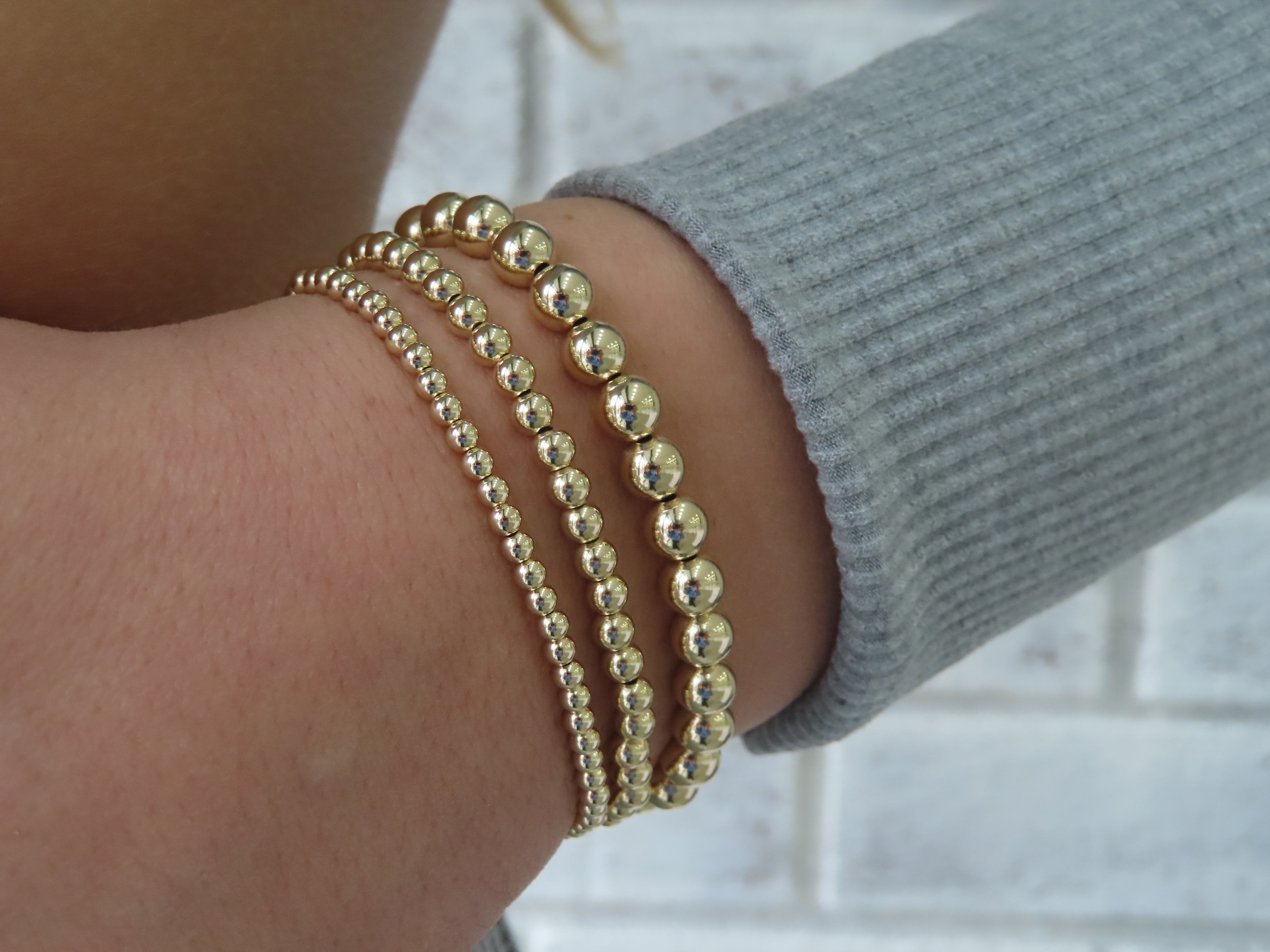 3 PC Gold Filled Ball Bracelet Set