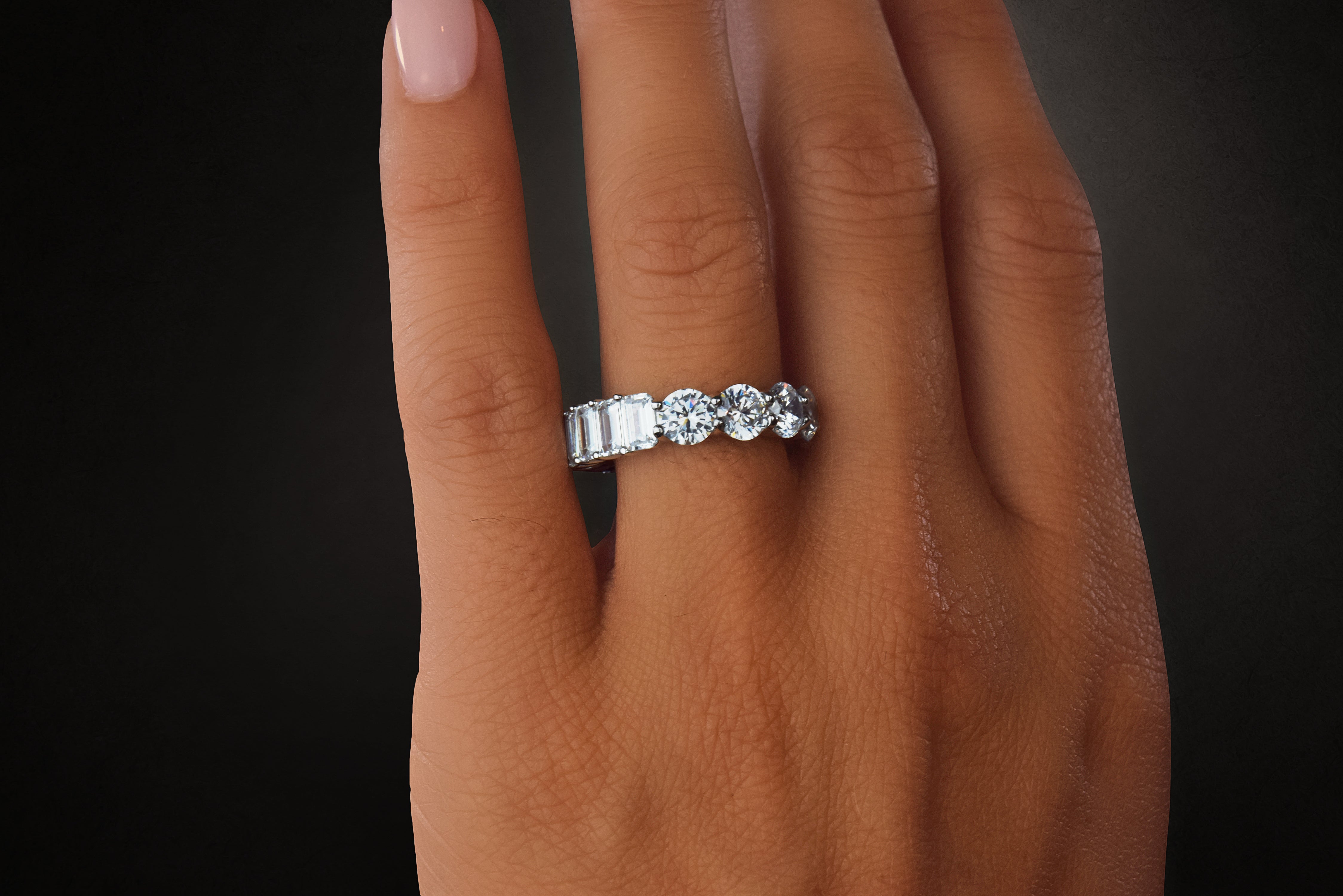 Round & Emerald Cut CZ Band