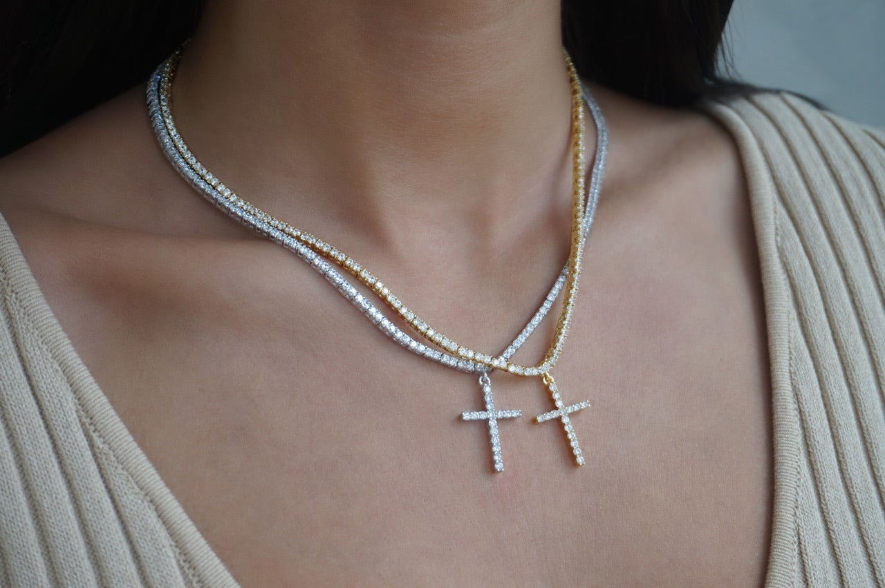 Cross Tennis Necklace