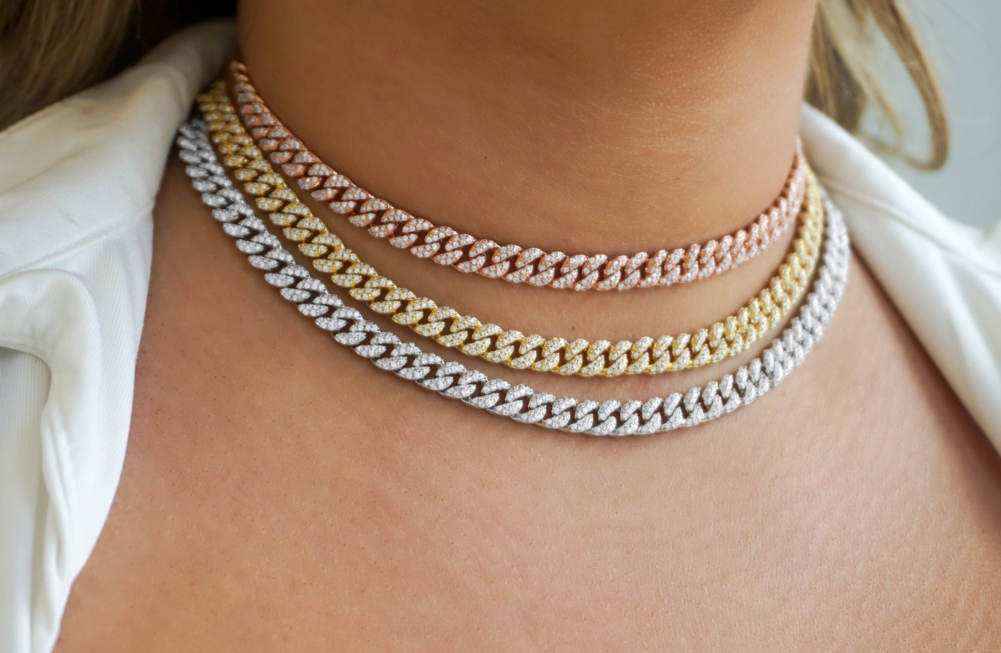 CZ Cuban Choker Necklace